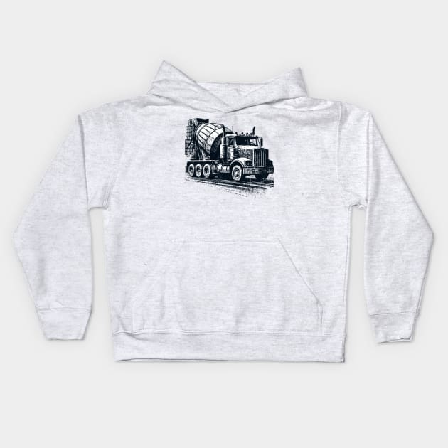 Concrete Mixer Truck Kids Hoodie by Vehicles-Art